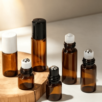 Flacon compte-gouttes en verre ambré 10 ml anti-lumière pour huiles essentielles et huiles médicinales avec bouchon en bois brun foncé