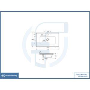 Lavabo en céramique Unika moderne 71x46cm pour ferme, salle à manger, hôtel, école, salle de bain, fabriqué en pierre et granit - Product Image 2