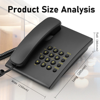 Téléphone fixe basique personnalisé en usine, clavier en silicone de haute qualité, téléphone filaire avec fonction de recomposition pour la maison, l'hôtel, le bureau