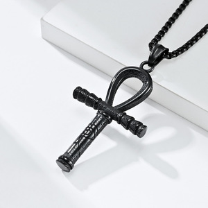 Collier croix en acier titane Anka, style rétro, motif Œil d'Horus égyptien ancien, best-seller transfrontalier, un bijou de niche et unique - Product Image 4