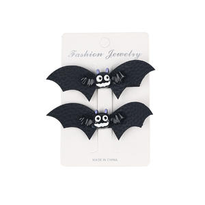 Épingles à cheveux pour enfants Aile de chauve-souris noire Pinces à cheveux Bling Glitter Black Bat avec Spider Ghost Dress <span class=keywords><strong>up</strong></span> Costume Halloween Hair Bow - Product Image 3