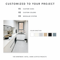 Set Kabinet Dapur Modular Ukuran dan Warna Dapat Disesuaikan, Furnitur Dapur Kayu untuk Proyek Hotel dan Apartemen