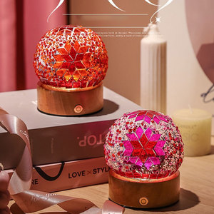 Lámpara de Noche Romántica de Vidrio Estilo Bohemio Retro Mosaico de 8CM - Product Image 3