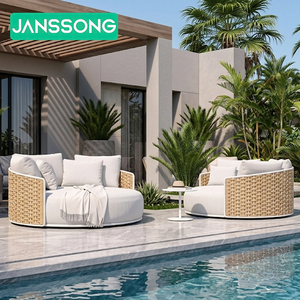 Chaises longues métalliques d'extérieur, mobilier de patio, lit de plage, lit de repos, lit de jour d'extérieur, mobilier de jardin, lit de soleil en rotin, mobilier de piscine - Product Image 4