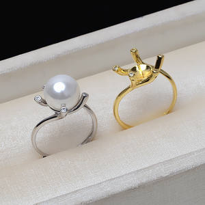 Anneau ouvert à cinq griffes en argent S925, DIY, pour femmes, plateau vide pour perle de 9-10 mm, style européen et américain, accessoires de bijoux simples - Product Image 3