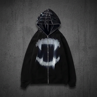 Sweat à capuche d'hiver personnalisé pour homme, fermeture éclair intégrale, logo brodé en strass, style designer, coton de haute qualité, vêtement tendance