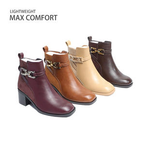 Bottes pour femmes à semelle épaisse avec fermeture éclair, toutes saisons, mode rétro britannique, bottes courtes - Product Image 1