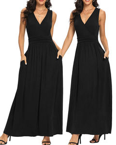 Robes longues d'été <span class=keywords><strong>pour</strong></span> femmes de haute qualité en gros, taille haute, coupe évasée, sexy, sans manches, unies, imprimées, <span class=keywords><strong>pour</strong></span> les fêtes, robes décontractées - Product Image 3