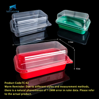 Conteneur alimentaire rectangulaire empilable en plastique vert recyclable pour pâtisseries, desserts et gâteaux, avec couvercle plat, idéal pour les collations et les repas.
