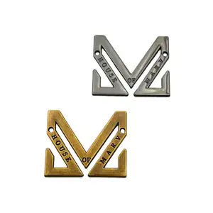 Personal isierte benutzer definierte Schattierungen Metall Logo Tags Vintage Gold Nähen auf Metall Logo Label für Kleidung
