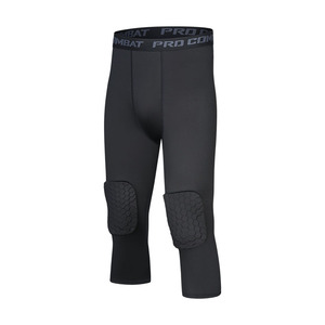 Pantalones de compresión deportivos para hombre de alta calidad al por mayor, de secado rápido, con almohadilla protectora de EVA y diseño de panal en la rodilla - Product Image 1