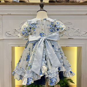 Vestito Estivo a Maniche Corte per Bambine, Abito Principessa con Farfalle e Rete, Lunghezza al Ginocchio, Maniche a Farfalla, Motivi Floreali - Product Image 3