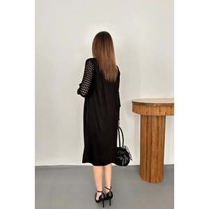 Cardigan court noir en maille tricotée, imprimé uni, en cachemire, avec boutons décoratifs, vente en gros - Product Image 1