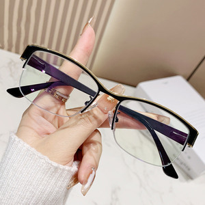 2025 Simple medio marco <span class=keywords><strong>arte</strong></span> decorativo gafas ópticas marcos de Metal cuadrados ordenador CAMBIO DE Color Anti luz azul gafas - Product Image 5