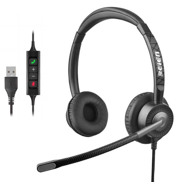 Beien Headset BH29 Model High Voice Clarity Wired Binaural or Mono Headset With Mic Call Center Headphones