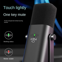 Microphone de jeu dynamique filaire AM8 avec éclairage RGB, fonction de sourdine à une touche, suppression du bruit, pour PC/PS4/5, streaming, enregistrement de podcasts