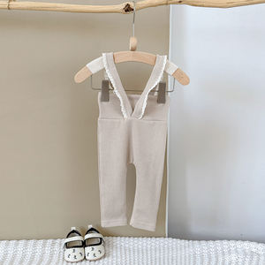 2025 INS versión coreana suave y cómodo pantalón de encaje de verano de cintura alta para niña con tela de punto con correa femenina - Product Image 3