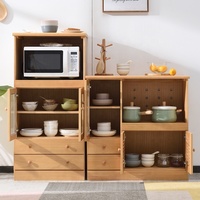 Four à micro-ondes combiné Armoire de cuisine en bois massif avec rangement et tiroirs