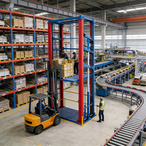 Lift Kargo Industri Beban Berat, Elevator Barang Hidrolik Tugas Berat, Kontrol Nirkabel, Konstruksi Baja, Pengangkat Pabrik - Product Image 6