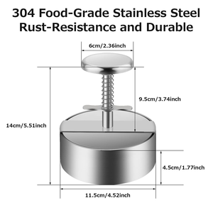 Adjustable 4.5" Hamburger Patty Maker Stainless Steel Burger Press - Product Image 2