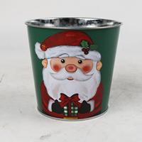 Ember Bunga Natal Hijau dari Logam, Pot Tanaman, Logo Dapat Disesuaikan, Ember Timah Galvanis untuk Penggunaan Dalam/Luar Ruangan
