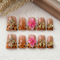 Uñas Acrílicas Hechas a Mano con Diseño Francés 3D Curvo, Uñas Postizas de PMMA con Esmalte y Decoración Personalizada, Servicio OEM