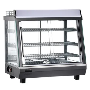 Vitrina de vidrio comercial de 4 lados, vitrina calentada para comida caliente, vitrina para refrigerador de pasteles
