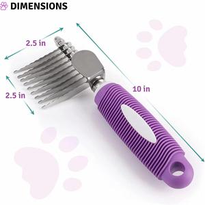 Peine desenredante para mascotas con logotipo personalizado, herramienta de peinado para perros y gatos con cuchillas de seguridad de acero de 2.5 pulgadas de largo - Product Image 2