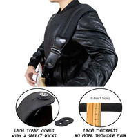 Sangle de guitare personnalisée antidérapante en néoprène et cuir, élastique et souple