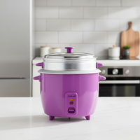 Cuisinière à riz électrique portable automatique professionnelle en plastique violet avec revêtement antiadhésif, capacité de 2 à 5 L