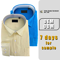 Kemeja Kasual Linen untuk Pria 100% Linen 150 GSM Lengan Panjang Potongan Santai Bernapas Sejuk untuk Pakaian Musim Panas Grosir OEM Logo Kustom