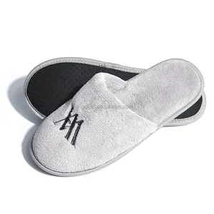 Personalized Costamized Logo Disposable Luxury 5 Star Terry Towel Closed Toe Hotel Amenities Bathroom Slippers