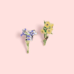 Broche de girasoles de IRIS franceses, insignia de hoja de arce fresca Simple, decoración de ropa de vestido de fiesta de aleación chapada inspirada en Van Gogh - Product Image 6