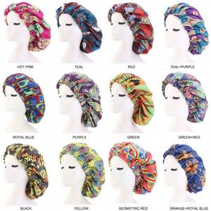 Nouveau design, grand bonnet réglable à double couche doublé de satin, en tissu Ankara, pour le sommeil, les voyages et la plage - Product Image 5