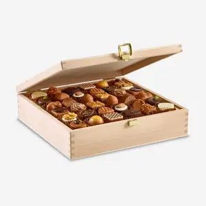 천연 목재 나무 송로 버섯 매트 초콜릿 저장 용 라미네이트 빈 초콜릿 상자