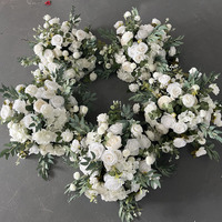 E-FB0014 Vente en gros de boules de fleurs roses, vertes et blanches, boules de fleurs pour centre de table de mariage, boules de fleurs en soie pour décoration de mariage