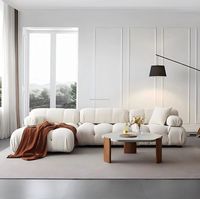 Ensemble de canapés modulaires capitonnés en tissu microfibre de style moderne, rectangulaires, avec pieds en bois massif, meubles de salon