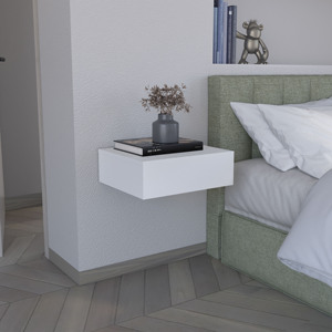<b>Floating</b> Nightstand 5H Modern Wall Mounted Bedside Shelf With <b>Drawer</b> White - Product Image 1