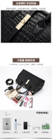 Nouveau Style Sac Cabas Femme en Cuir Véritable Noir Imprimé Crocodile de Haute Qualité