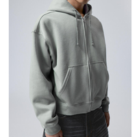 Haute qualité Pigment Dip Dye lavage à l'acide sweat hommes fermeture éclair coton éponge recadrée sweats à capuche surdimensionnés