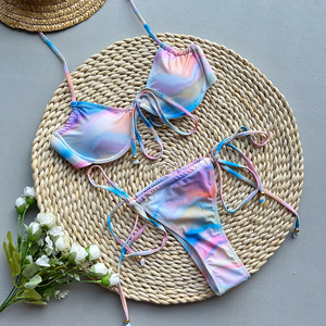 Israel Venta caliente Correa ajustable Cuerda larga con cordones Tie Dye <span class=keywords><strong>Bikini</strong></span> Chica Modelos <span class=keywords><strong>Micro</strong></span> <span class=keywords><strong>Bikini</strong></span> Empresas Fabricante al por mayor - Product Image 2