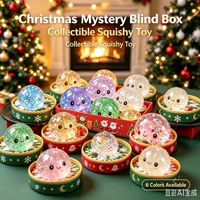 Nouveaux Best-sellers Jouet Squishy Festif en forme de Boulette à Paillettes de Noël en Matériau TPR, Jouet Anti-stress, Boîte de Présentation pour Comptoir