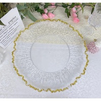 Plaques de chargeur transparentes de luxe ps en vrac avec des plaques de chargeur à jante dorée pour la décoration de la maison de vacances de mariage