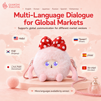 Sac bandoulière mini en peluche connecté IA, rose à pois avec nœud, IA vocale, 6 langues, mémoire longue durée, multi-usages, pour le quotidien, les voyages, cadeau