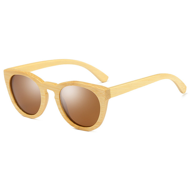 2024 Wholesale Custom Trend Round Frame TAC Polarized Glasses UV400 Eco-friendly Bamboo Sunglasses