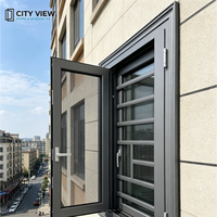 Ventanas Abatibles Modernas de Aluminio con Marco Negro para Nigeria, Ventanas de Doble Vidrio con Ahorro de Energía y Barra Antirrobo