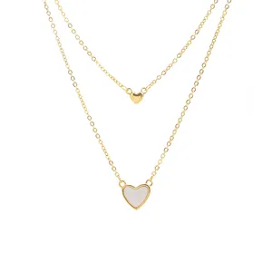 XL62167 Korean fashion cute double layer shell heart pendant necklace for woman gold plated jewelry