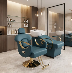 Conjunto de Muebles de Salón de Belleza 2026 de Gran Venta con Espejo, Silla de Barbero, Carrito Auxiliar y Lavacabezas - Product Image 2