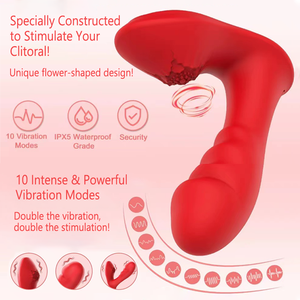 強化された喜びのための高度な充電式防水花型バイブレーター2in1レッドパープル - Product Image 2