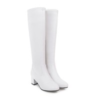 Nouvelles Bottes Hautes Noires Minimalistes pour Femme 2026, Talon Carré Rond, Fermeture Éclair Latérale, Bottines d'Extérieur Formelles, Bottes de Mollet